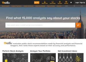 How tipranks.com looks like on a tablet such as an iPad.