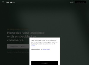 How tipser.com looks like on a tablet such as an iPad.