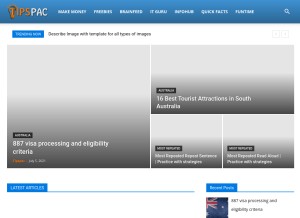 How tipspac.com looks like on a tablet such as an iPad.