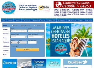 How tiquetesbaratos.com looks like on a tablet such as an iPad.