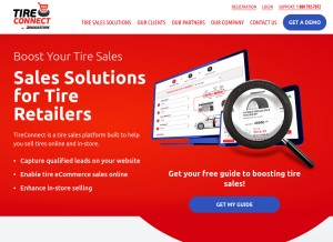 How tireconnect.ca looks like on a tablet such as an iPad.