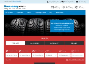How tires-easy.com looks like on a tablet such as an iPad.
