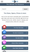 How tiresize.com looks like on a mobile device such as an iPhone.