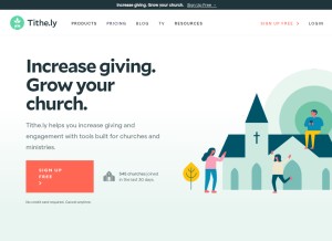 How tithe.ly looks like on a tablet such as an iPad.