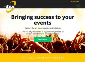 How tix.com looks like on a tablet such as an iPad.