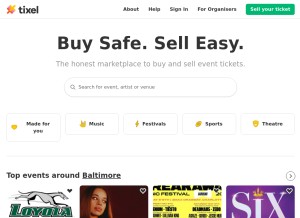 How tixel.com looks like on a tablet such as an iPad.