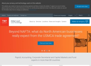How tmf-group.com looks like on a tablet such as an iPad.