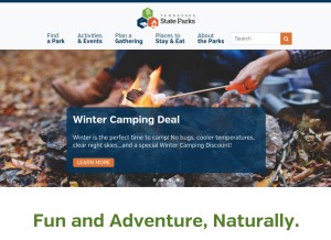 How tnstateparks.com looks like on a tablet such as an iPad.
