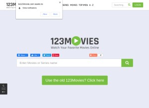 How to123movie.com looks like on a tablet such as an iPad.