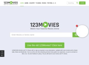 How to123movies.com looks like on a tablet such as an iPad.