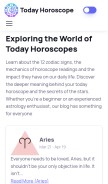 How todayhoroscope.org looks like on a mobile device such as an iPhone.