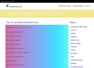 How todaykeywords.com looks like on a tablet such as an iPad.