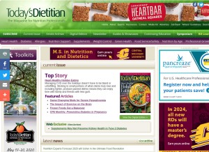 How todaysdietitian.com looks like on a tablet such as an iPad.