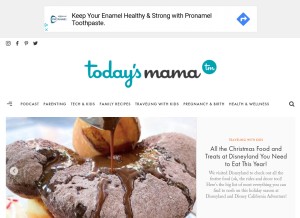 How todaysmama.com looks like on a tablet such as an iPad.