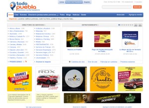 How todopuebla.com looks like on a tablet such as an iPad.