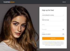 How together2night.com looks like on a tablet such as an iPad.