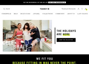 How tomboyx.com looks like on a tablet such as an iPad.