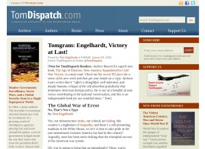 How tomdispatch.com looks like on a tablet such as an iPad.