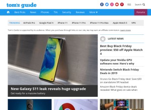 How tomsguide.com looks like on a tablet such as an iPad.