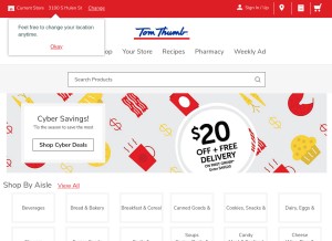 How tomthumb.com looks like on a tablet such as an iPad.
