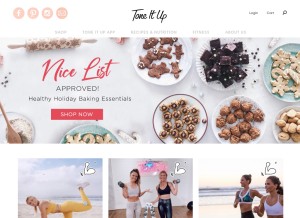 How toneitup.com looks like on a tablet such as an iPad.