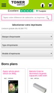 How toner.fr looks like on a mobile device such as an iPhone.
