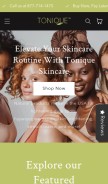 How toniqueskincare.com looks like on a mobile device such as an iPhone.
