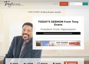 How tonyevans.org looks like on a tablet such as an iPad.