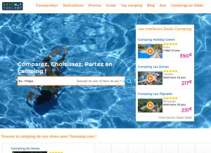 How toocamp.com looks like on a tablet such as an iPad.
