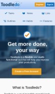How toodledo.com looks like on a mobile device such as an iPhone.