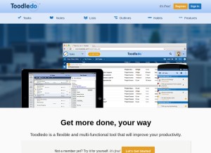 How toodledo.com looks like on a tablet such as an iPad.