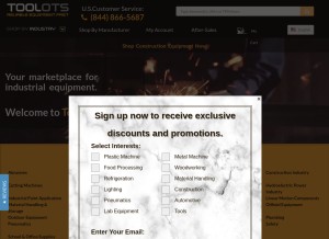 How toolots.com looks like on a tablet such as an iPad.