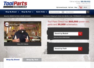 How toolpartsdirect.com looks like on a tablet such as an iPad.