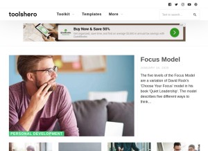 How toolshero.com looks like on a tablet such as an iPad.