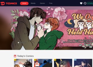 How toomics.com looks like on a tablet such as an iPad.