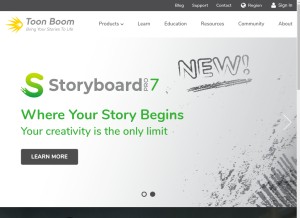 How toonboom.com looks like on a tablet such as an iPad.
