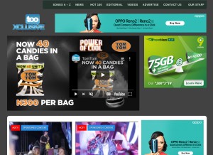 How tooxclusive.com looks like on a tablet such as an iPad.