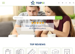 How top5.com looks like on a tablet such as an iPad.
