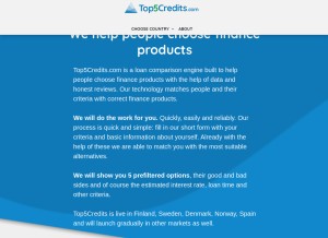 How top5credits.com looks like on a tablet such as an iPad.