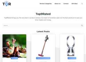 How top9rated.com looks like on a tablet such as an iPad.