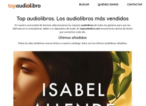 How topaudiolibro.com looks like on a tablet such as an iPad.