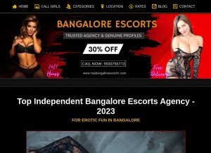 How topbangaloreescorts.com looks like on a tablet such as an iPad.
