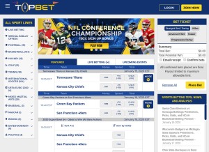How topbet.eu looks like on a tablet such as an iPad.