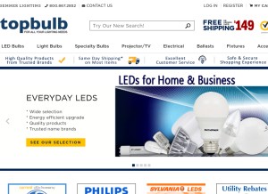 How topbulb.com looks like on a tablet such as an iPad.