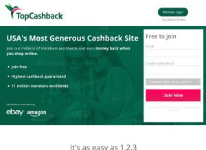 How topcashback.com looks like on a tablet such as an iPad.