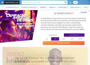 How topchretien.com looks like on a tablet such as an iPad.