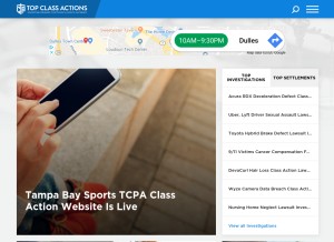 How topclassactions.com looks like on a tablet such as an iPad.