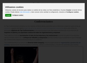 How topconferenciantes.com looks like on a tablet such as an iPad.