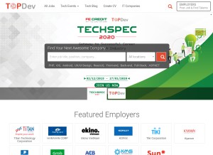 How topdev.vn looks like on a tablet such as an iPad.