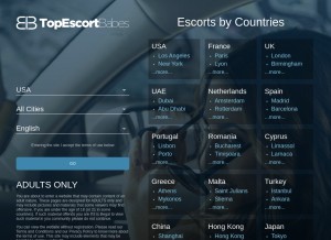 How topescortbabes.com looks like on a tablet such as an iPad.